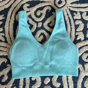 Aerie Blue Ribbed Sports Bra thumbnail 1