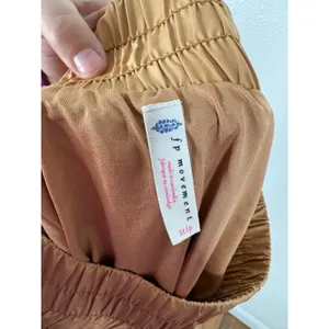 FP Movement Get Your Flirt On Shorts Tan High Waist Smocked Athletic Running XS thumbnail 4