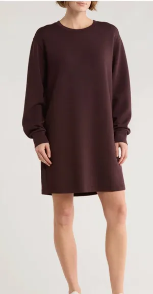NWT $118 SPANX Long Sleeve Sweater Dress Small, TRUFFLE BROWN Oversize thumbnail 1
