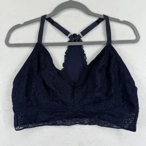Aerie Lace Racerback Bralette Bra Navy Blue Women's‎ Size XL Extra Large thumbnail 1