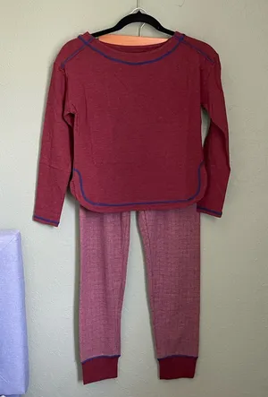 New Free People Thermal Lounge Set Henley Gorpcore Cabin Long Sleeve Maroon XS thumbnail 1