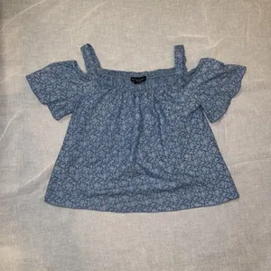 See You Monday Large Blue Paisley Cold Shoulder Top Blouse Boho Flutter Sleeve thumbnail 5