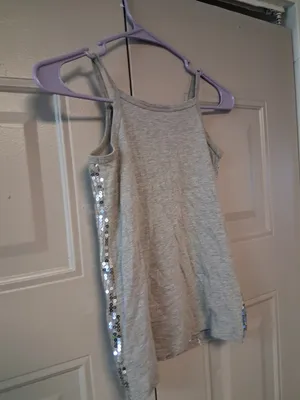 Piper heavily sequined sleeveless tank y2k 2000s top in gray and silver size small. thumbnail 7