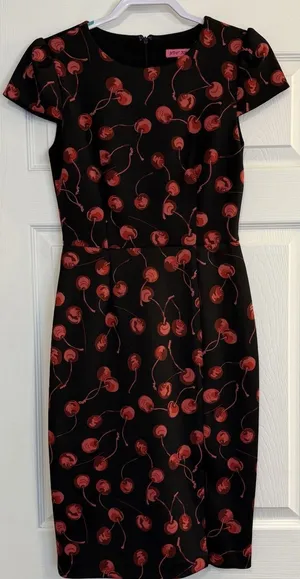 Betsey Johnson Dress Sz 4 Rockabilly Pinup Retro Cherry‎ Print Bombshell 50s 60s thumbnail 1