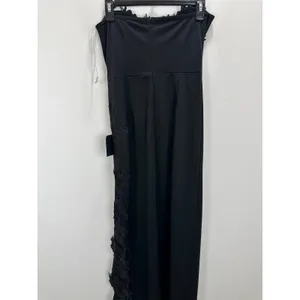 Lulus Elegant Mood Black 3D Floral Applique Strapless Maxi Dress Formal S NWT thumbnail 10