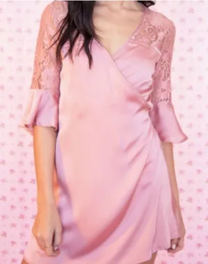 Essue Dusty Pink Satin Robe Women’s Small thumbnail 1