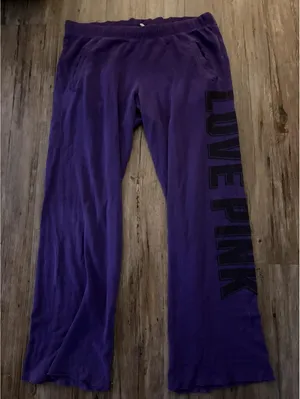 Vtg Victoria’s secret PINK Y2K Purple Sweatpants Wide Leg L thumbnail 1