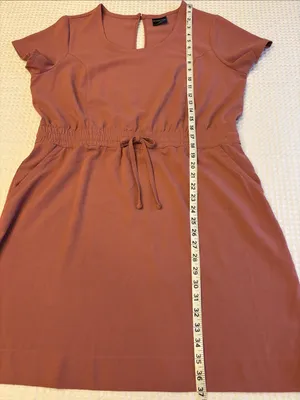 32 Degrees Cool Large Elastic Waist Shirt Dress Mauve Pink Scoop Neck Pockets thumbnail 12