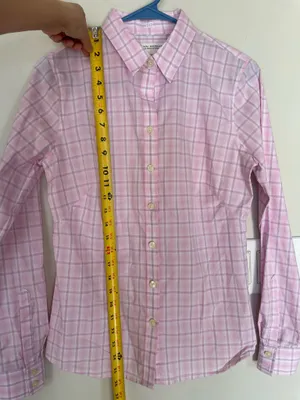 Banana Republic Women Pink Pane Checkered Work Button Up Shirt Blouse Size 8P thumbnail 3
