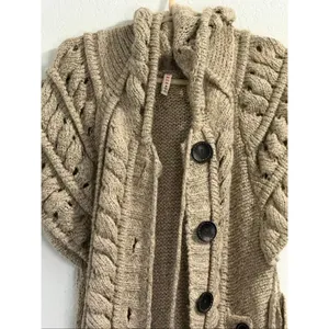 Raga Anthropologie Long Oversize Chunky Knit Hooded Open Cardigan size M thumbnail 2