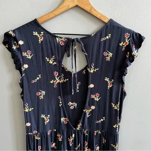 Roxy Rush Minute Short Sleeve Midi Dress Navy Floral Size Small thumbnail 6