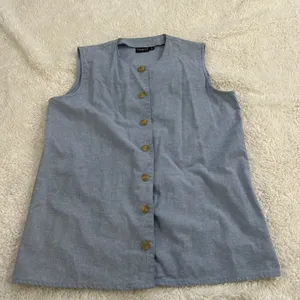 Vintage Linen Button Down Top Womens XL Crochet Collar Cottage Coastal Eyelet thumbnail 1