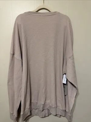 New Babaton Relaxed ThermalWaffle-Knit Button Front Cardigan - Mauve 2XL thumbnail 9