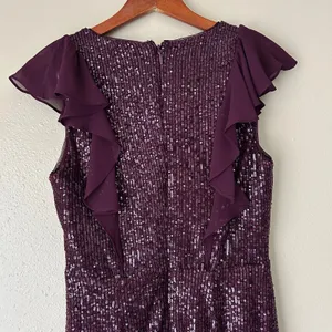 BCBGMaxAzria Purple Sequin Ruffle Mini Dress Size Small thumbnail 9