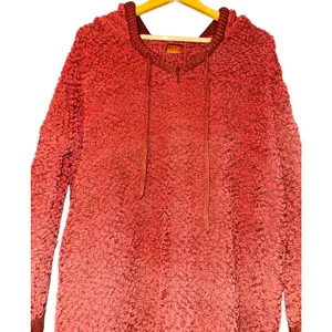 POL Popcorn Knit Sweater Tunic Women's‎ Size Small Hooded Burnt Orange Rust Fall thumbnail 2