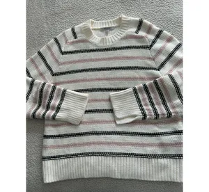 Madewell $98 Cotton Crewneck Sweater Dark Loden Stripe NT643 Size M thumbnail 9
