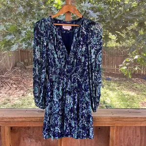 Anthropologie Somerset Long Sleeve Mini Dress Blue Printed Size S thumbnail 3