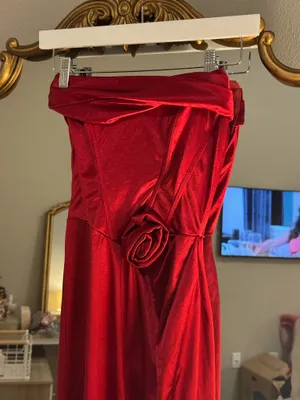 Lucy in the Sky Red Satin Dress thumbnail 2