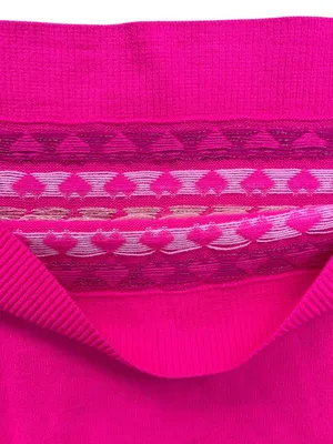 EUC Lilly Pulitzer Alyona Heart Jacquard Puff Sleeve Sweater Pink Size Medium thumbnail 7