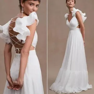Mac Duggal 67911 Ruffled Tiered Cut Out Chiffon Gown Dress White 6 thumbnail 3