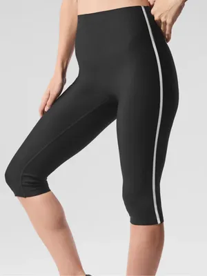 ALO Yoga Black Capri Leggings with Light Trim thumbnail 1