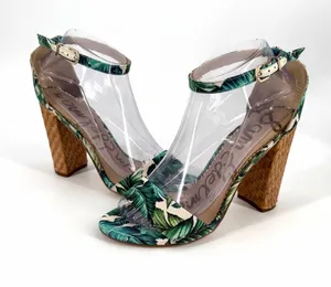 Sam Edelman Yaro Jade Palm Print Ankle Strap Summer Tropical Botanical Sandals thumbnail 1