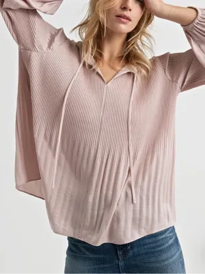 LUCKY BRAND Pleated Peasant Top in Blush thumbnail 1