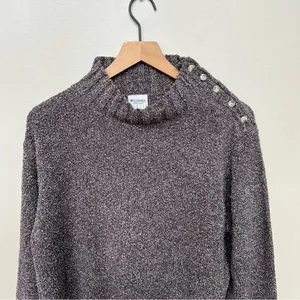 Womens Columbia Sweater Mock Turtleneck Button Shoulder Chocolate Brown Large thumbnail 2