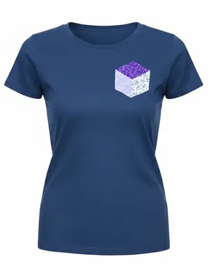 Fruit of the Loom Women’s Navy T-Shirt Quilt Patch‎ Floral Handmade Medium thumbnail 1