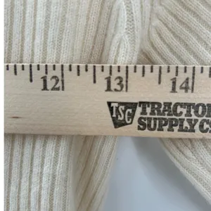Reformation Hart‎ Cashmere Ribbed V-Neck Sweater Cream XS Blouson Sleeve *FLAW* thumbnail 9