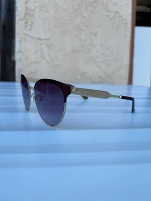 Gucci GG0074S Cat eye sunglasses gold metal frame purple gradient lenses thumbnail 13