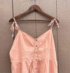 Aerie Womens Dress Orange Sleeveless Button Front Linen Tie Straps Size XL thumbnail 4