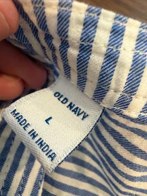 Old Navy Blue and White Striped Popover Blouse Size Large - C45-040 thumbnail 2