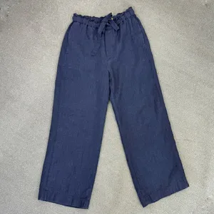 Polo Ralph Lauren Linen Drawstring Wide Leg Pants Denim Blue Small‎ Paperbag thumbnail 16