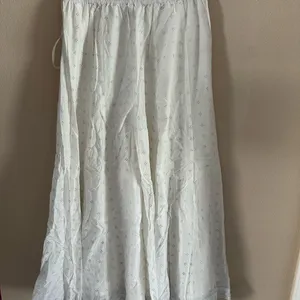 Elegant White & Silver printed Maxi Skirt/Palazzo Pants with Tassels thumbnail 5
