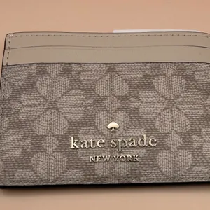Kate Spade New York Spade Flower Small Slim Card Holder Dark Beige KN761‎ NEW thumbnail 2