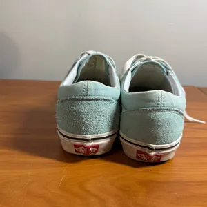 Vans Old Skool‎ Low Top Sneaker Suede Leather Skate Teal Light Blue W9.5 thumbnail 4