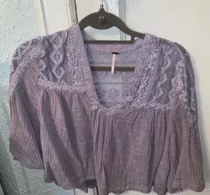 Free People 3/4 Sleeve Blouse In Lavender thumbnail 4