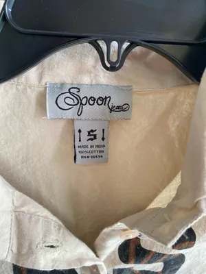 Size small button up collar crop top White thumbnail 3
