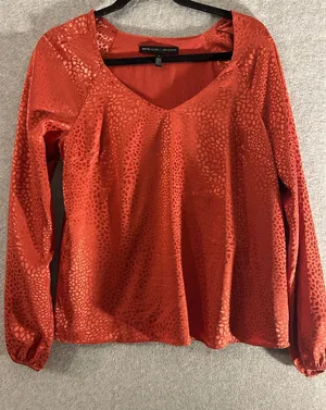 White House Black Market Orange Cheetah‎ Print Small Top thumbnail 1