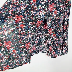 Lulus Ditsy Floral Dark Off‎ the Shoulder Smocked Bodice Midi Dress Milkmaid Med thumbnail 5