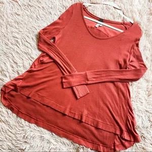 Free People Malibu High-Low Thermal Top in Red XS thumbnail 3