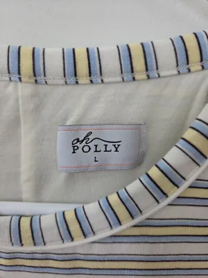 Oh Polly Cream and Blue Striped Mini Dress Size L thumbnail 5