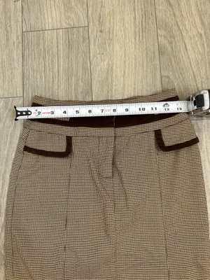 Bebe Houndstooth Pencil Midi Skirt Brown Vintage Size 4 thumbnail 7