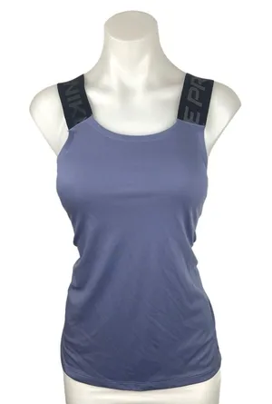 Nike Pro Dri Fit Purple Elastic Logo Band Cross Strap Scoop Neck Tank Top Size M thumbnail 1