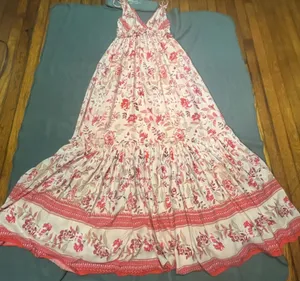 Blue Rain Pink Floral Maxi Dress Size S thumbnail 4