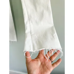 Madewell | EUC Cali Demi-Boot Jeans Pure White Raw Hem Cropped Flare | Sz 28 thumbnail 4
