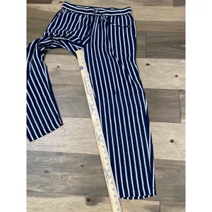 J.Crew Navy & White Striped Wide‑Leg Cotton Pants with Drawstring Waist Size M thumbnail 6