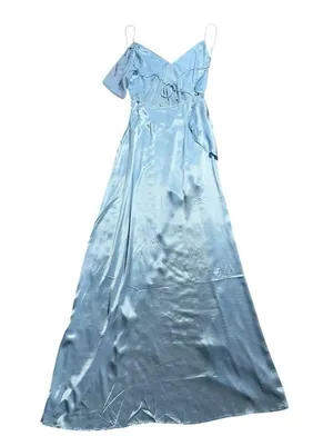 For Love & Lemons Pastel Blue Satin James Maxi Dress Womens M thumbnail 8