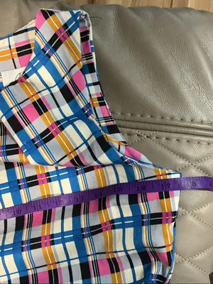 Closet Multicolor Plaid Midi Dress with Blue Belt thumbnail 7